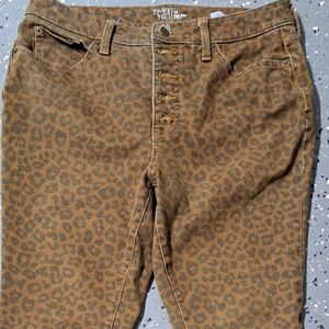 Leopard print high rise denim jeans
